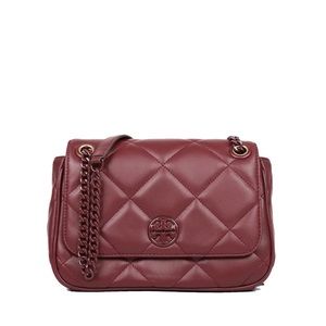 NWT Tory Burch Willa Soft Quilt Small Shoulder Bag In Claret